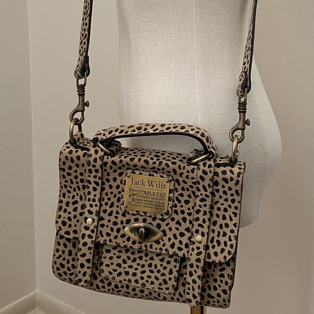 Jack Wills Tan Leopard-Print Crossbody Bag